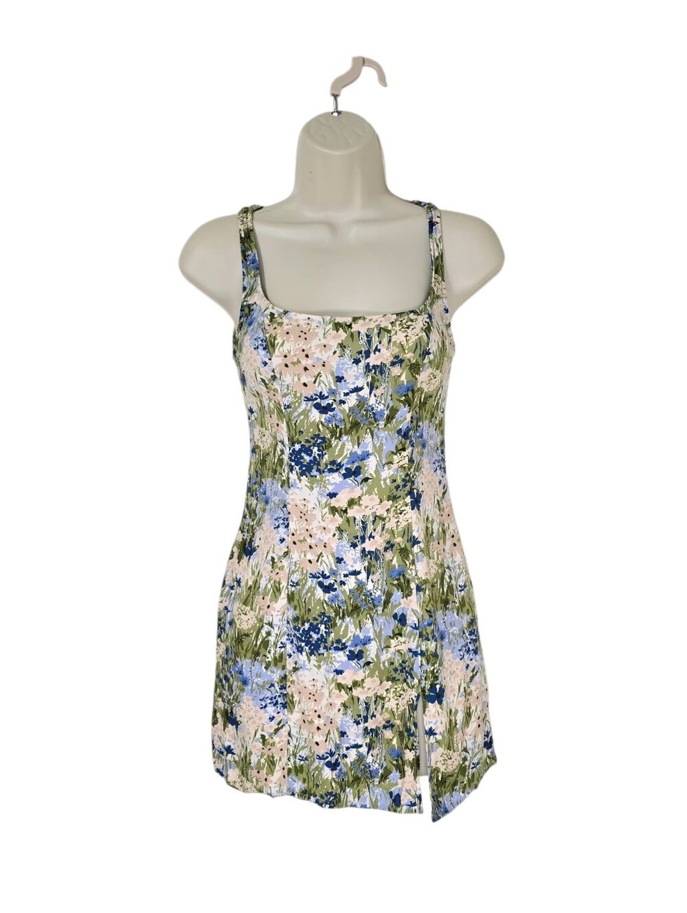 Reformation Floral Mini Dress in Blue, Green, Pink
